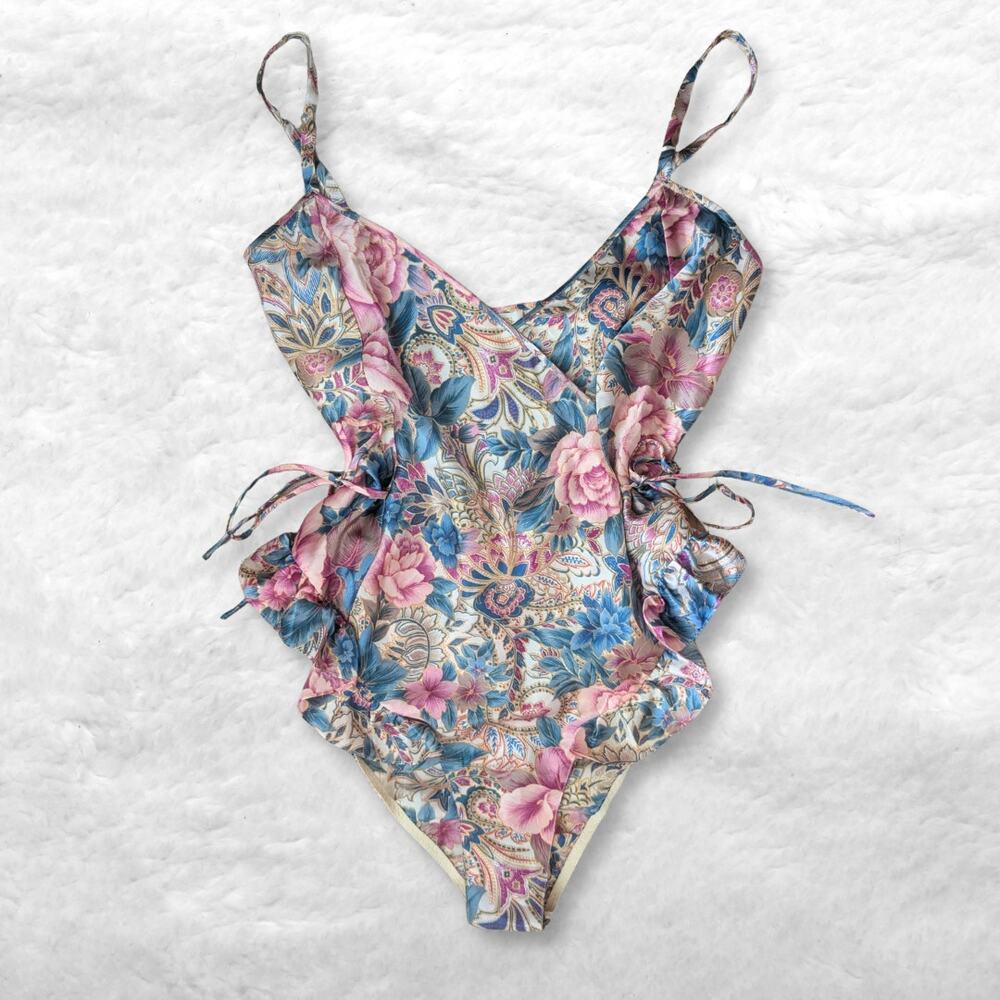 rare vintage 80s 90s victoria’s secret gold label floral satin teddy bodysuit